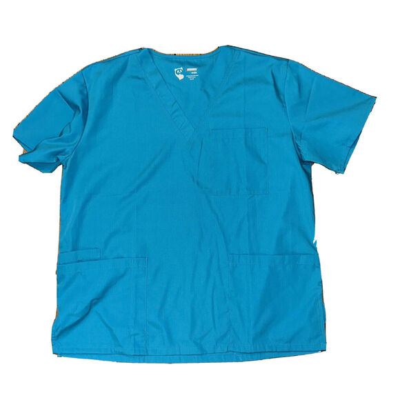 Medical Nursing Scrub Set Women Top& Pants Teal Color Size M With Pockets - Picture 2 of 4